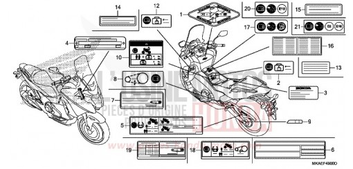 ETIQUETTE DE PRECAUTIONS NC750DK de 2019